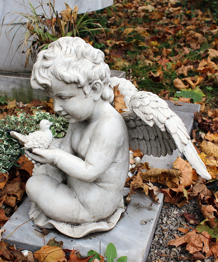 Àngel, Cementiri, escultura, figura, Cementiri vell, figura d'Àngel, làpida