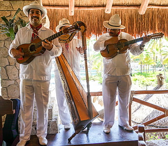 мексиканские певцы, Трио, инструменты, Счастливый, люди, лица, музыка