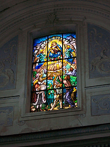 Chiesa, finestra di vetro macchiata, Sicilia, Catania, Caltagirone