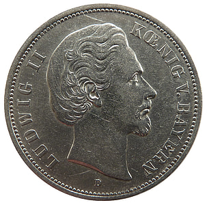 Mark, Bavarska, Ludwig, kovanec, valute, Numizmatika, Spominska