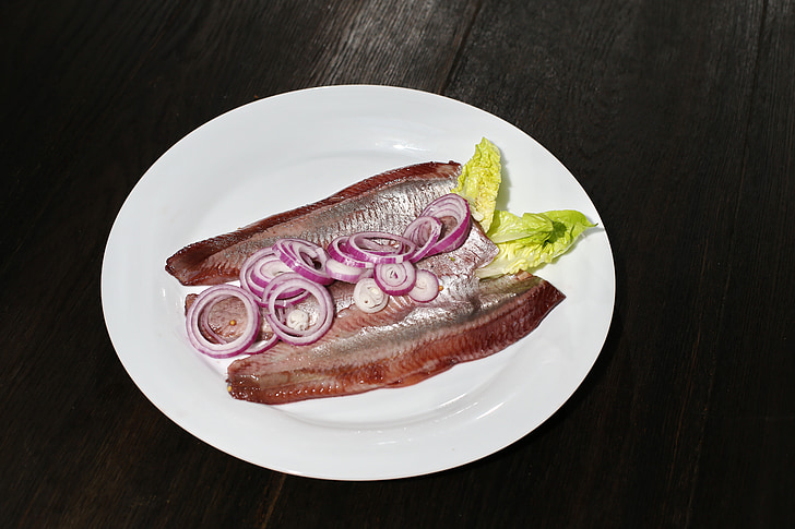herring, fish, pickled herring, christmas herring, red onion, salad, food