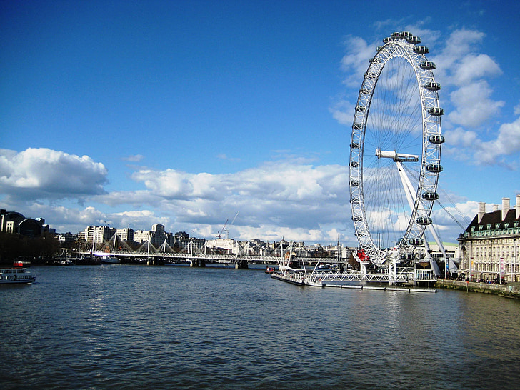 Londra, Roata Mare Vieneză, London eye, City, Râul, Oraşe, Podul