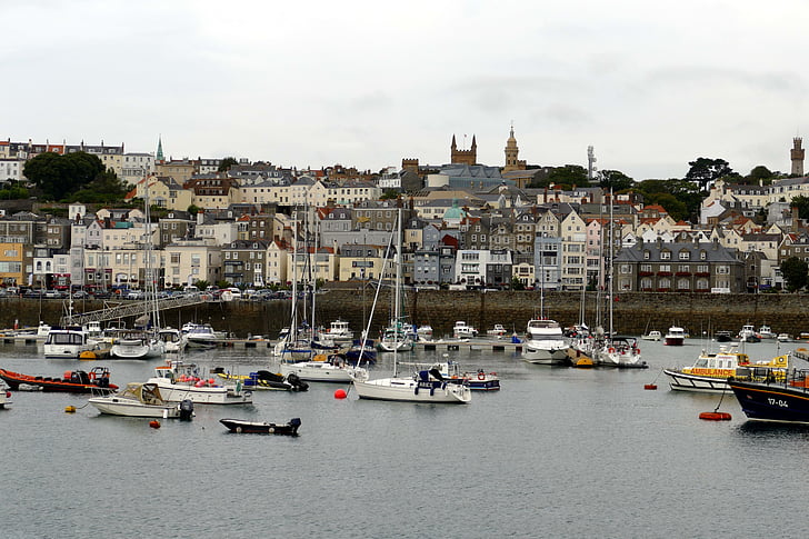 Guernsey, Ilhas do canal, Inglaterra, Reino Unido, Atlântico, cidade, Porto