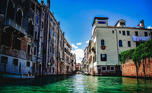 Venetië, Italië, stad, stedelijke, gebouwen, het platform, bestemmingen