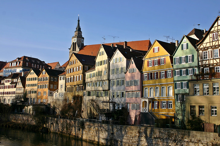 Tübingen, Neckar, hjem, gamlebyen, gamle, historisk, arkitektur