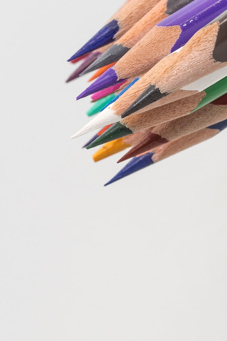 цветни моливи, дървени колчета, писалки, цветни, цвят, боя, училище