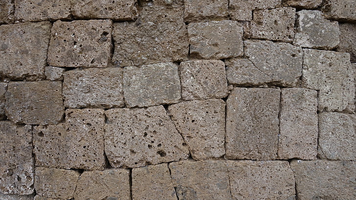 akmens mūris, etrusku, antīks, vecais, neapstrādāta, tuff, unplastered