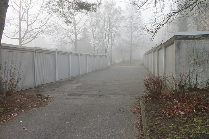 garages, gateway, fog, park, garage
