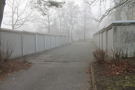 garages, gateway, fog, park, garage