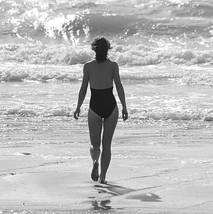 woman, swimsuit, sea, ocean, golf, beach, nature