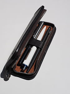 pencil cases, pens, office supplies, office accessories, leave, office, leather writing-case