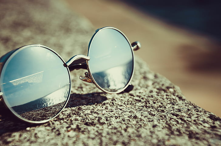 sunglasses, reflection, summer, beach, bokeh. blur, eyewear, rock
