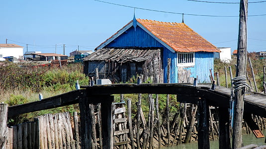 Ilha de oleron, Oléron, França, casa, pescador, Rio, paisagem