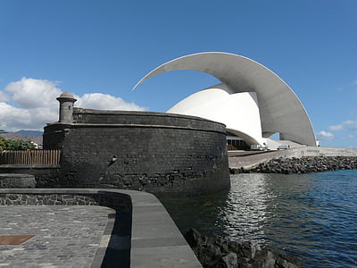 arquitetura, Castelo, Porto, mar, Tenerife