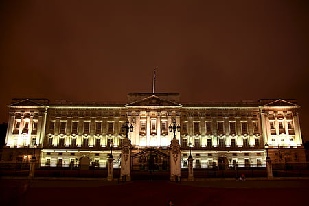 arquitectura, Palau de Buckingham, edifici, Anglaterra, Londres, nit, Palau