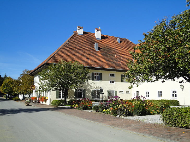 horse stud, manor, upper bavaria, architecture, house, street, europe