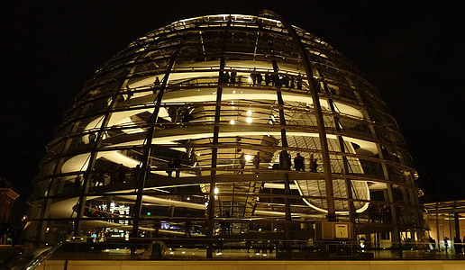 Berlín, kopule, Bundestag, Architektura, skleněná kopule, Říšský sněm, hlavní město