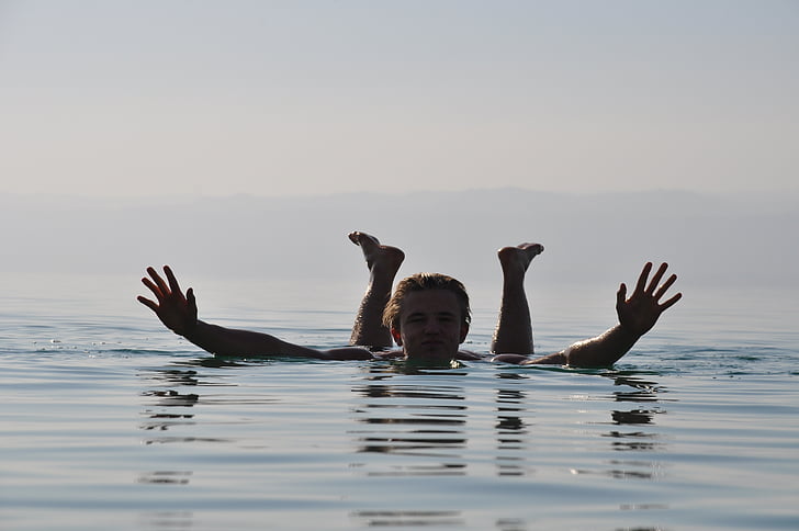 죽은 바다, 요르단, 수영, 흐름, 여름