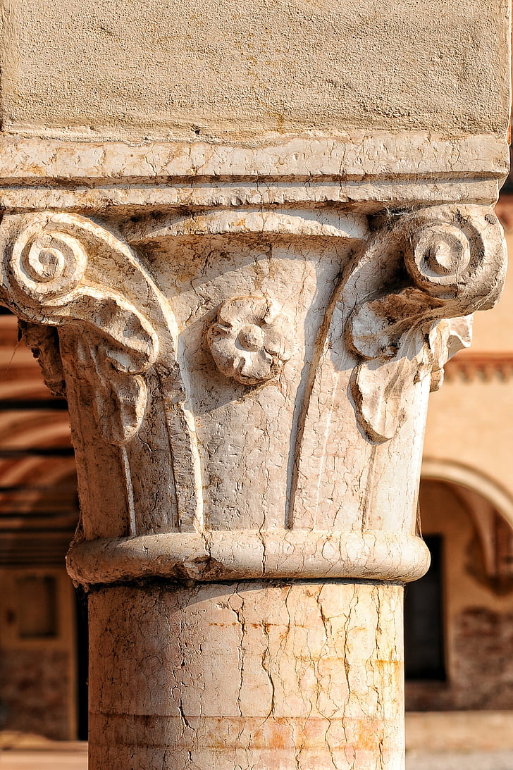 kolom, textuur, marmer, Capitello, oude, Rome