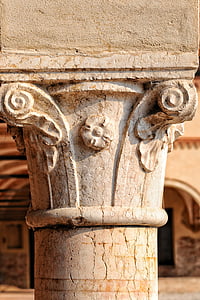 колона, текстура, мрамор, capitello, древен, Рим