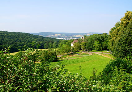 Forest, Eifel, Meadow, paysage, vert, large, Sky