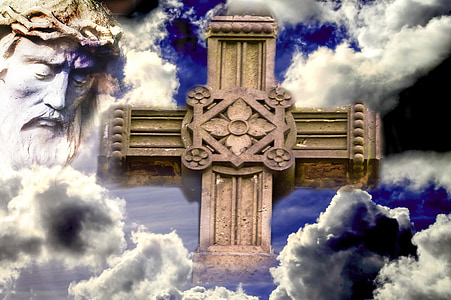 Gesù, nuvole, cristianesimo, Croce, segno della Croce, Santo, fede