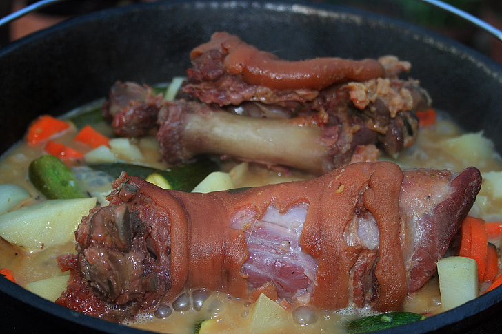 Codillo de porc, olla, aliments, cuina, carn de porc, carn, verdures