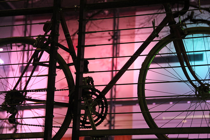 vélo, route, nuit, trafic, cyclistes, vélo, roue