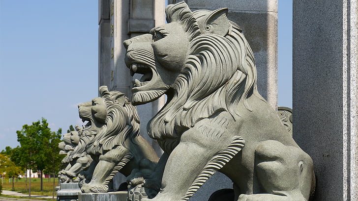 Löwen, China, in einer Reihe von