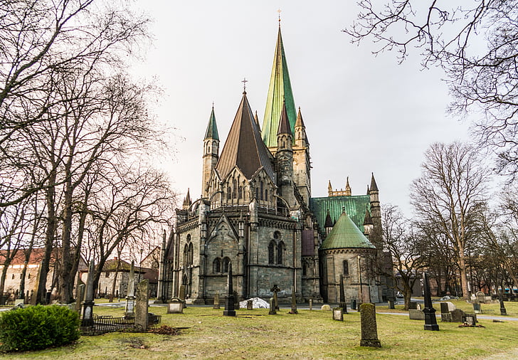 Trondheim, Norveška, : Nidaros cathedral, arhitektura, Evropi, Skandinaviji, turizem