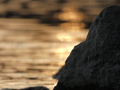 bokeh, pedra, posta de sol, nit, l'aigua, Rin, genoll lingen