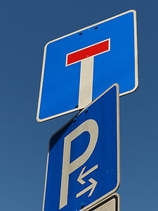 Escut, senyal de trànsit, signe del carrer, regles de la carretera, carreró sense sortida, Parc, zona de Parc