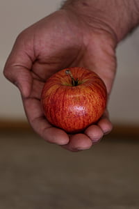 pomme, fruits, rouge, en bonne santé, mains, naturel