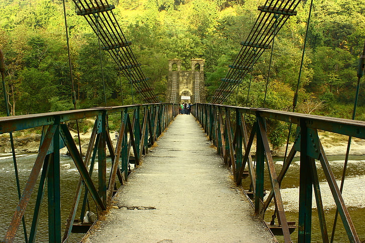 pedestrian bridge, footbridge, suspension bridge, bridge, small