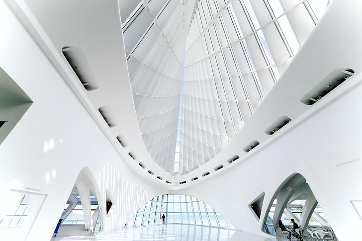 bijeli, beton, unutar, zgrada, Interijer, moderne, unutarnji