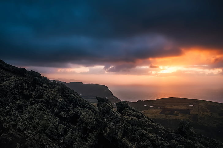 spain, sunset, dusk, panorama, sky, clouds, sea