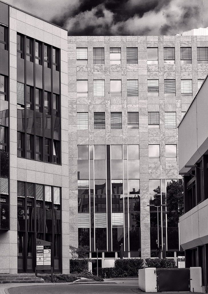 Architektúra, fasády, zrkadlo fasády nürnberg, South, Westpark, Švajčiarske Franky, stromy
