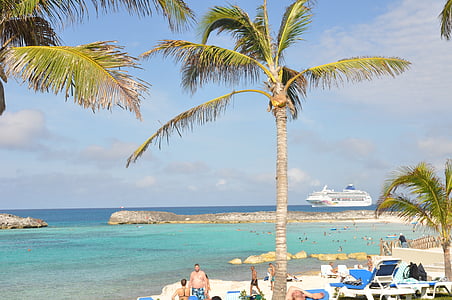 Кариби, Бахамски острови, плаж, кораб, пейзажи, море, празник