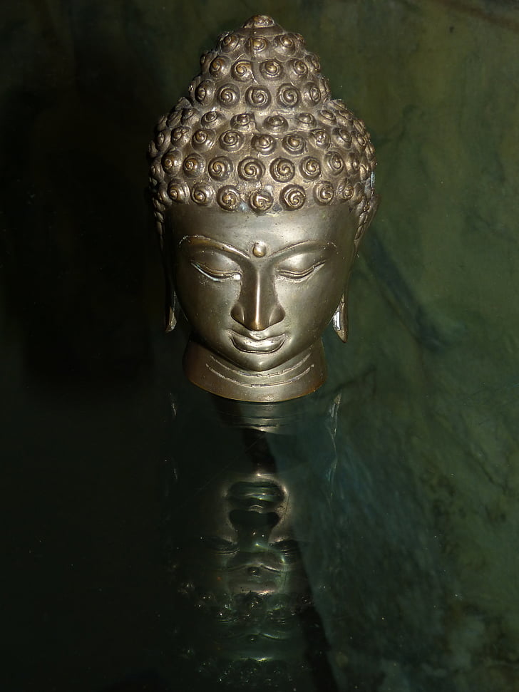 buddha, buddha head, sculpture, reflection, mystic, eastern