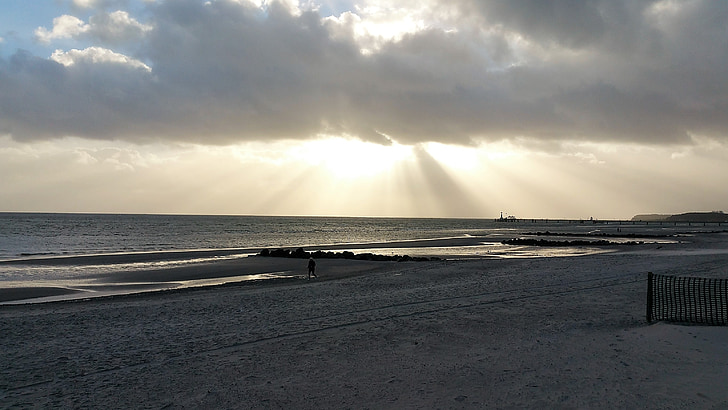 baltic sea, evening, sun, clouds