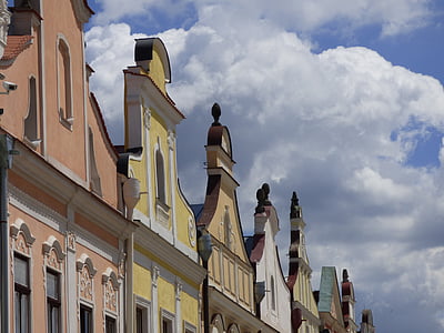 kamiennie, város, városi, épületek, az ablak, Cseh Köztársaság, a város központjában