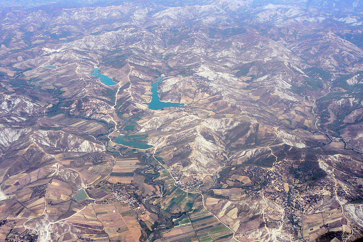 pohled z ptačí perspektivy, krajina, hory, venku, voda, licencované obrázky, Hora