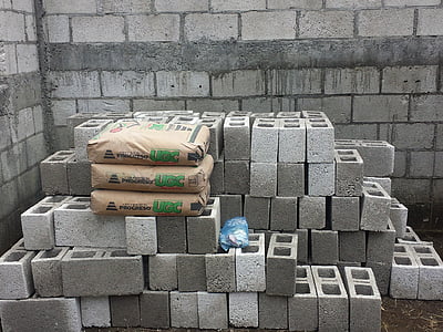murstein, konstruksjon, sement, betong, industri, blokk
