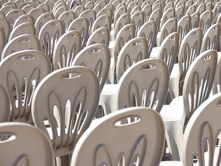 cadeiras de plástico, cadeiras, Itália, plástico, moderna, Sente-se, evento