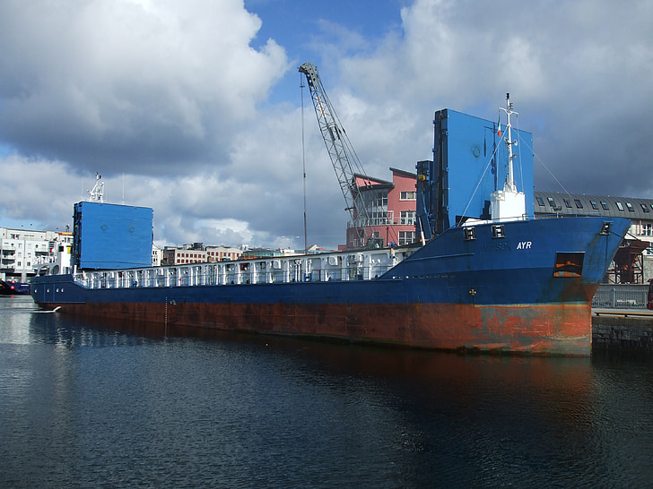 cargo ship, galway, galway docks, ireland, ayr, cargo, shipping
