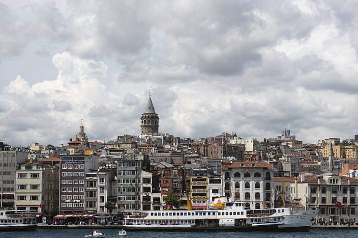 Estambul, paisaje, Sultanahmet, Torre, Turquía, paz, Marina