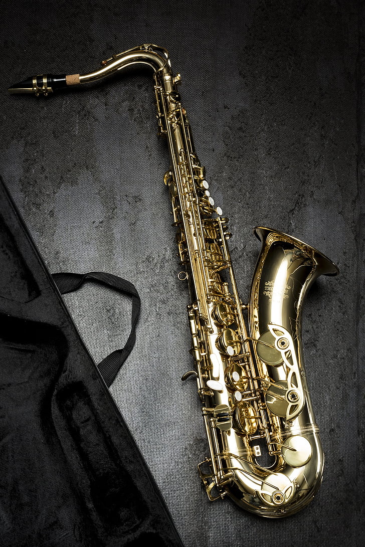 saxofon, musik, stilla liv