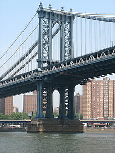 мост, Бруклин, Манхатън, река, градски, Ню Йорк, митрополит