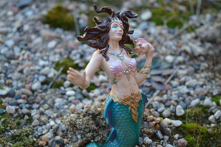 Sirena, donna, pesce, coda, rocce, pietre, Bikini