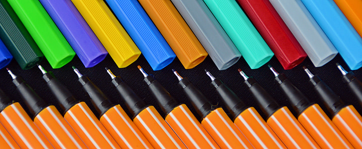 pens, stabilo, color, macro, colored pencils, colour pencils, writing accessories